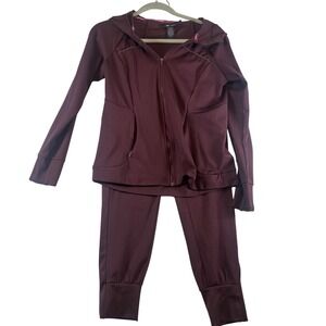 Spyder Active Womens Burgundy Full Zip Hoodie Jogger Track Suit Hoodie M Pants S